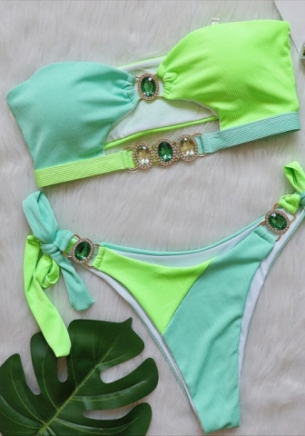 (Real Image)2024 Styles Women Sexy&Fashion Sprint/Summer TikTok&Instagram Sequin&Rhinestones Bikini Set