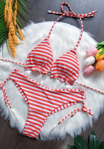 (Real Image)2024 Styles Women Sexy&Fashion Sprint/Summer TikTok&Instagram Plaid Bikini Set