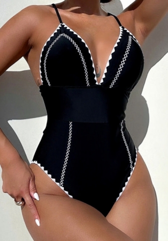 (Real Image)2024 Styles Women Sexy&Fashion Sprint/Summer TikTok&Instagram Black Strap One Piece Swimwear