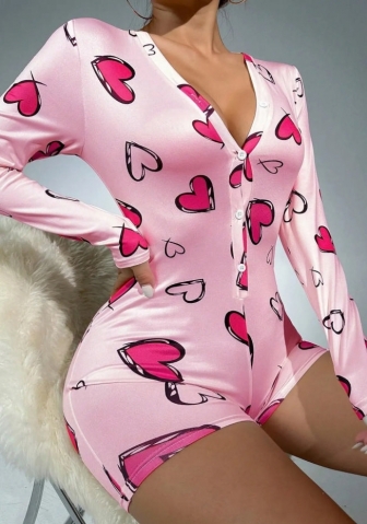 (Real Image)2024 Styles Women Sexy&Fashion Sprint/Summer TikTok&Instagram Print Long Sleeve Front Button Romper