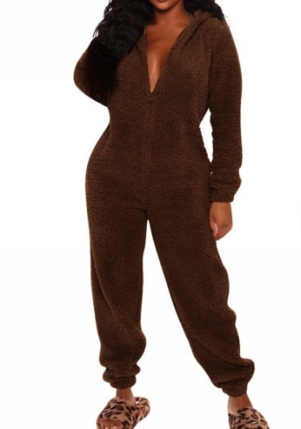 (Coffee)2024 Styles Women Sexy&Fashion Sprint/Summer TikTok&Instagram Loungwear Hoodie Long Sleeve Jumpsuit