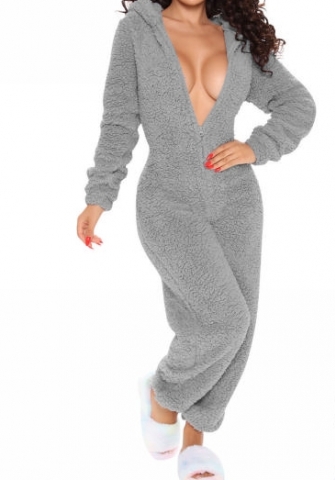 (Gray)2024 Styles Women Sexy&Fashion Sprint/Summer TikTok&Instagram Loungwear Hoodie Long Sleeve Jumpsuit