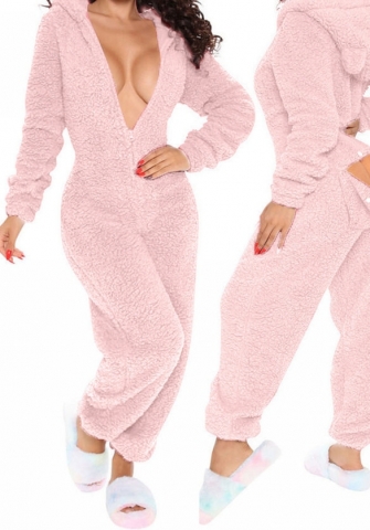 (Pink)2024 Styles Women Sexy&Fashion Sprint/Summer TikTok&Instagram Loungwear Long Sleeve Hoodie Jumpsuit