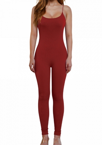 (Real Image)2024 Styles Women Sexy&Fashion Sprint/Summer TikTok&Instagram Solid Color Strap Jumpsuit