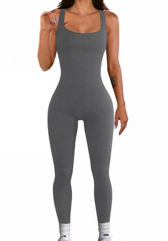 Gray)2024 Styles Women Sexy&Fashion Sprint/Summer TikTok&Instagram Solid Color Strap Jumpsuit
