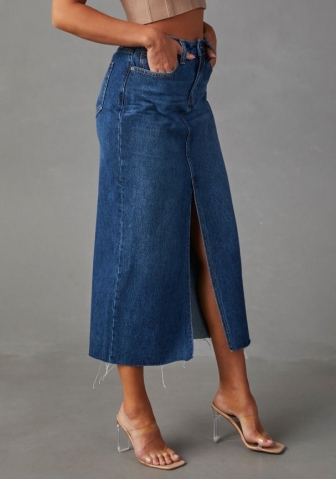 (Real Image)2024 Styles Women Sexy&Fashion Sprint/Summer TikTok&Instagram High Split Jeans Skirts