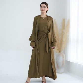 (Real Image)2024 Styles Women Sexy&Fashion Sprint/Summer TikTok&Instagram Muslim Tassel Long Sleeve Three Piece Sets