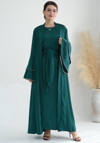 (Real Image)2024 Styles Women Sexy&Fashion Sprint/Summer TikTok&Instagram Muslim Tassel Long Sleeve Three Piece Sets