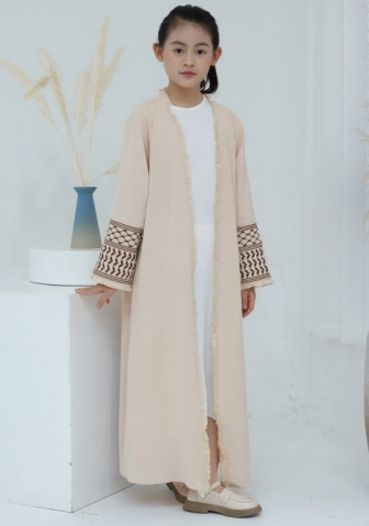 (Real Image)2024 Styles Children Sexy&Fashion TikTok&Instagram Muslim Tassel Long Sleeve Open Coats