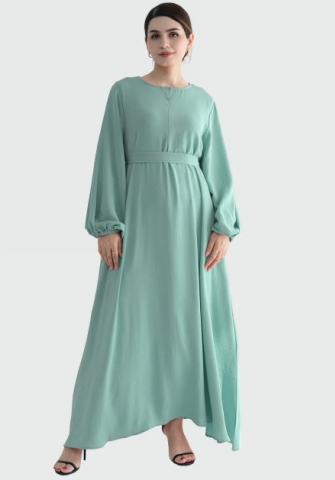 (Real Image)2024 Styles Women Classic Sprint/Summer TikTok&Instagram Muslim Tassel Long Sleeve Maxi Dress