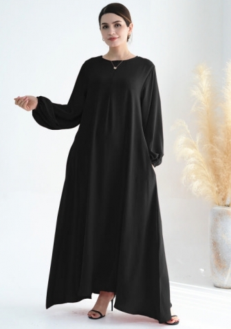 (Real Image)2024 Styles Women Classic Sprint/Summer TikTok&Instagram Muslim Tassel Long Sleeve Maxi Dress