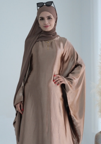 (Real Image)2024 Styles Women Muslim Tassel Long Sleeve Shiny Maxi Dress with Headscarf