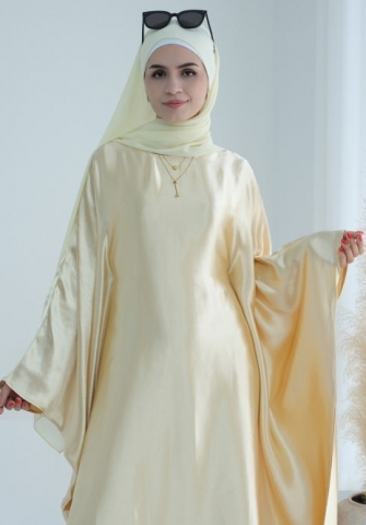 (Real Image)2024 Styles Women Muslim Tassel Long Sleeve Shiny Maxi Dress with Headscarf