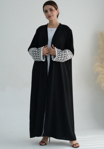 (Real Image)2024 Styles Women Muslim Tassel Long Sleeve Exquisite Embroidered Tassel Parent-Child Robe