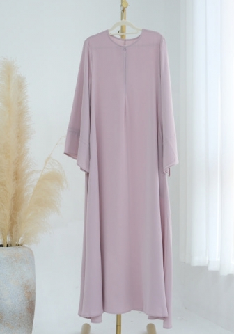 (Real Image)2024 Styles Women Muslim Tassel Long Sleeve Bell Sleeve Solid Color Maxi Dress