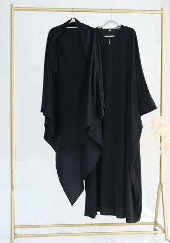 (Real Image)2024 Styles Women Muslim Tassel Long Sleeve Solid Color Batwing Sleeve Long Robe