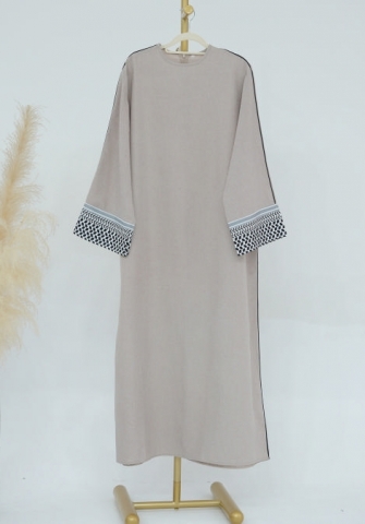 (Real Image)2024 Styles Women Muslim Tassel Long Sleeve Patchwork Elegant Dress