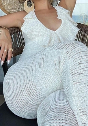 (Real Image)2024 Styles Women Summer Sexy Backless Low-Cut Tight Lace-Up Halter Jumpsuit