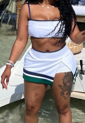 (Real Image)2024 Styles Women Summer Fashion Spicy Girl Strapless Bandeau High-Waist Slit Hip-Wrapped Mini Skirt Set