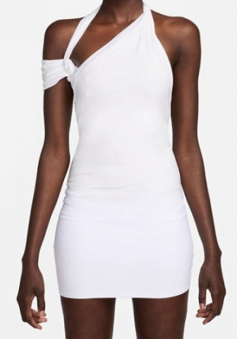 (Real Image)2024 Styles Women Summer Solid Color Sleeveless Halter Spliced Sexy Backless Dress