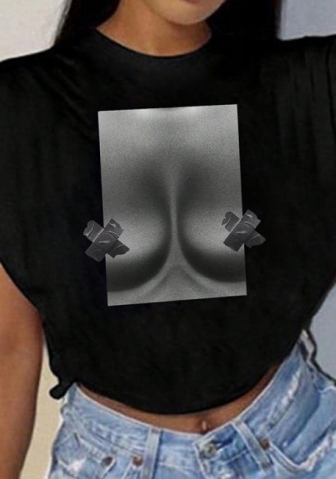 (Real Image)2024 Styles Women Summer 3D Print Round Neck Sleeveless Slit Casual Crop Top