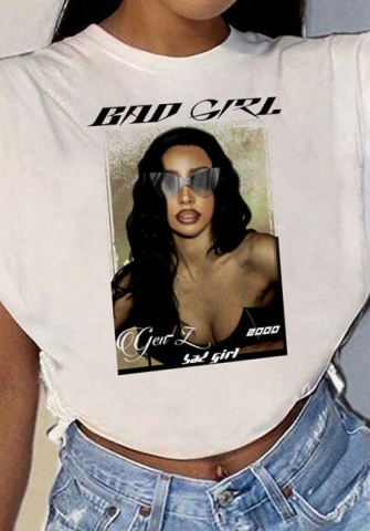 (Real Image)2024 Styles Women Summer 3D Print Round Neck Sleeveless Slit Casual Crop Top