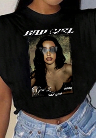 (Real Image)2024 Styles Women Summer 3D Print Round Neck Sleeveless Slit Casual Crop Top