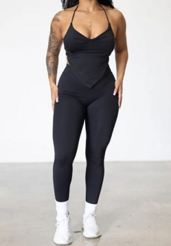 (Black)2024 Styles Women Summer Fashion Sexy Backless Lace-Up Tube Top and Skinny Pants Set