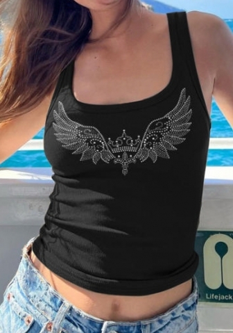 (Real Image)2024 Styles Women Summer Fashion Street Snap Bejeweled U-Neck Crop Top