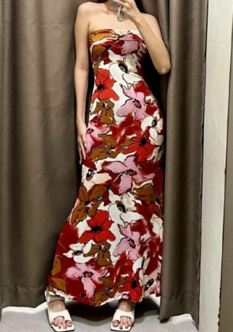 (Real Image)2024 Styles Women Summer Fashion Sexy Floral Fitted Bandage Maxi Dress