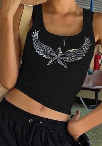 (White)2024 Styles Women Summer Fashion Bejeweled Fitted Crop Top with Sleeveless Vest