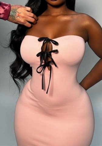 (Real Image)2024 Styles Women Summer Halter Dress with Tie-Back and Color-Blocked Cutout