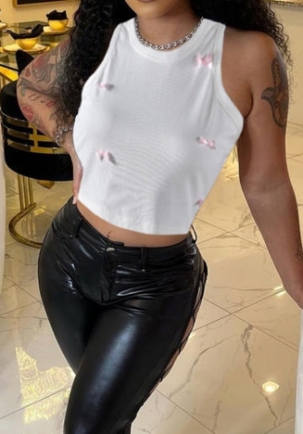 (Real Image)2024 Styles Women Summer U-Neck Bejeweled Crop Top Sexy Spicy Tank Tops