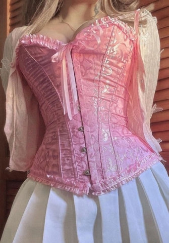 (Real Image)2024 Styles Women Ribbon Waist Cincher Bridal Undergarment Shapewear Off-Shoulder Bustier Corset