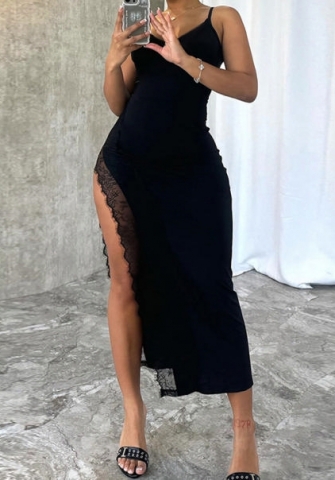 (Real Image)2024 Styles Women Street-Style Sexy Fitted Long Lace-Trimmed Dress