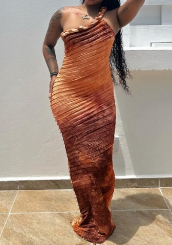 (Real Image)2024 Styles Women Summer Fashion Vintage Individuality Asymmetrical Halter Sexy Maxi Dress