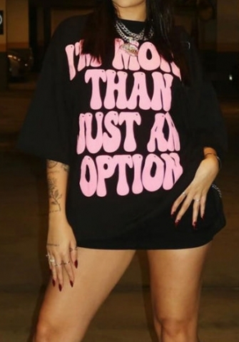 (Real Image)2024 Styles Women Summer Street Style Round Neck T-Shirt with Versatile Letter Print Loose Short Sleeve