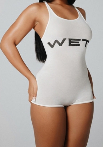 (Real Image)2024 Styles Women Summer Fashion Sexy Open Back Solid Color Halter Sporty Bodycon Playsuit