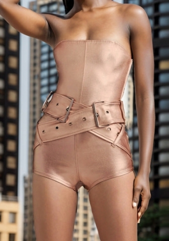 (Khaki)2024 Styles Women Summer Fashion Sexy Spicy Halter Bustier Shorts with Booty Lift One-Piece Playsuit