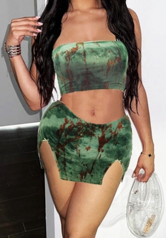 (Real Image)2024 Styles Women Summer Crop Top Open Back Flocked Halter Dress Set