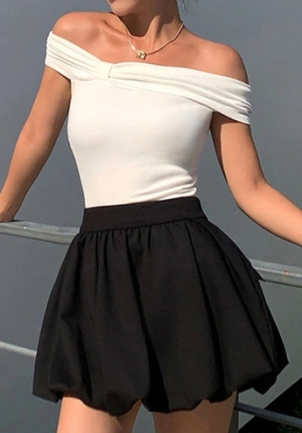 (Only Tops,Real Image)2024 Styles Women Office-Friendly Simple Solid Color Off-Shoulder Reversible Slim Fitting Tops