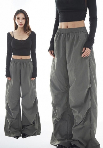 (Only Bottom,Gray)2024 Styles Women Fashion Solid Color Niche Style Pocket Design Mid-Waist Long Pants