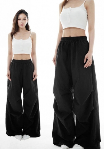 (Only Bottom,Black)2024 Styles Women Fashion Solid Color Niche Style Pocket Design Mid-Waist Long Pants