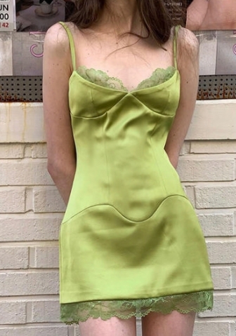 (Real Image)2024 Styles Women Fashion Sexy Swan Print One-Shoulder Tied Lace Trim Bodycon Dress