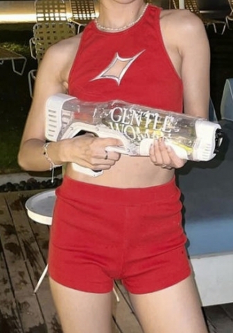 (Real Image)2024 Styles Women Fashion Open-Work Embroidery Round Neck Sleeveless Shorts Set