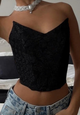 (Black)2024 Styles Women Versatile Halter Fashion Elegant Sexy Jacquard Waist-Cinching Top