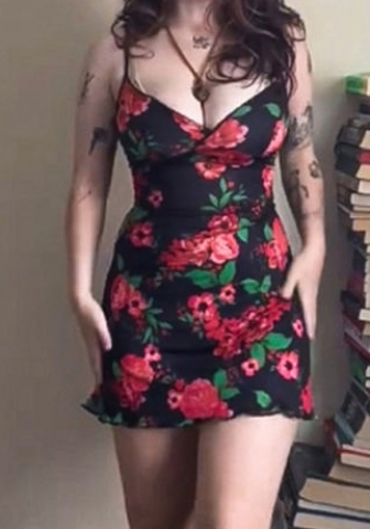 (Real Image)2024 Styles Women Summer Slimming Sexy Waist-Cinching Print Short Skirt Mini Dress