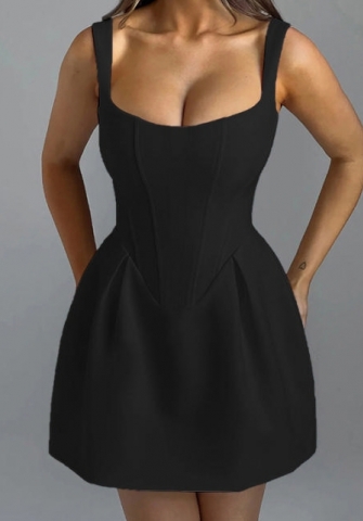 (Black)2024 Styles Women Summer Sexy Slim Fitting Fashion Waist-Cinching Tank Dress with Straps