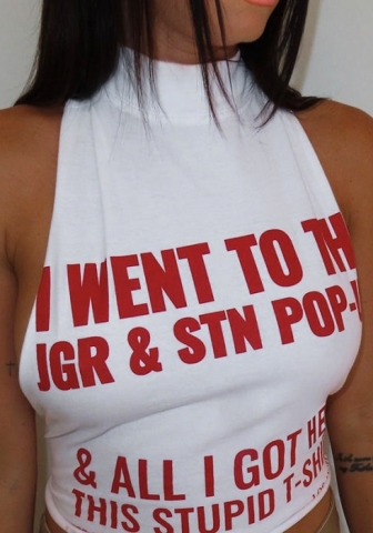 (Real Image)2024 Styles Women Street Style Casual Versatile Letter Print Halter Vest