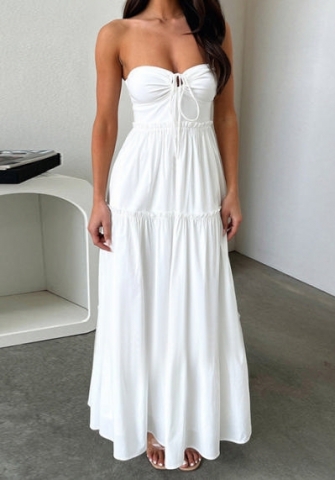 (Real Image)2024 Styles Women Summer Slim Fitting Halter A-Line Maxi Dress with Bust Enhancement